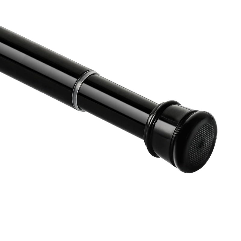 Ginbel Direct Shower Curtain Rod 28-48 Inch, 1" Diameter Spring Long Adjustable Tension Curtain Rods for Bathroom Windows Closet No Drilling No Rust No Assembly, Black - Image 1